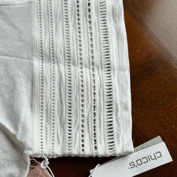 NWT Chico’s Women’s Linen Cut Out Sleeve Tee - Picture 10 of 10